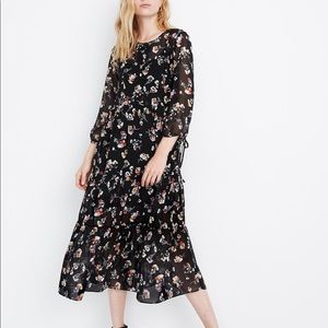 Madewell Button Front Tier Midi Dress (NWT)